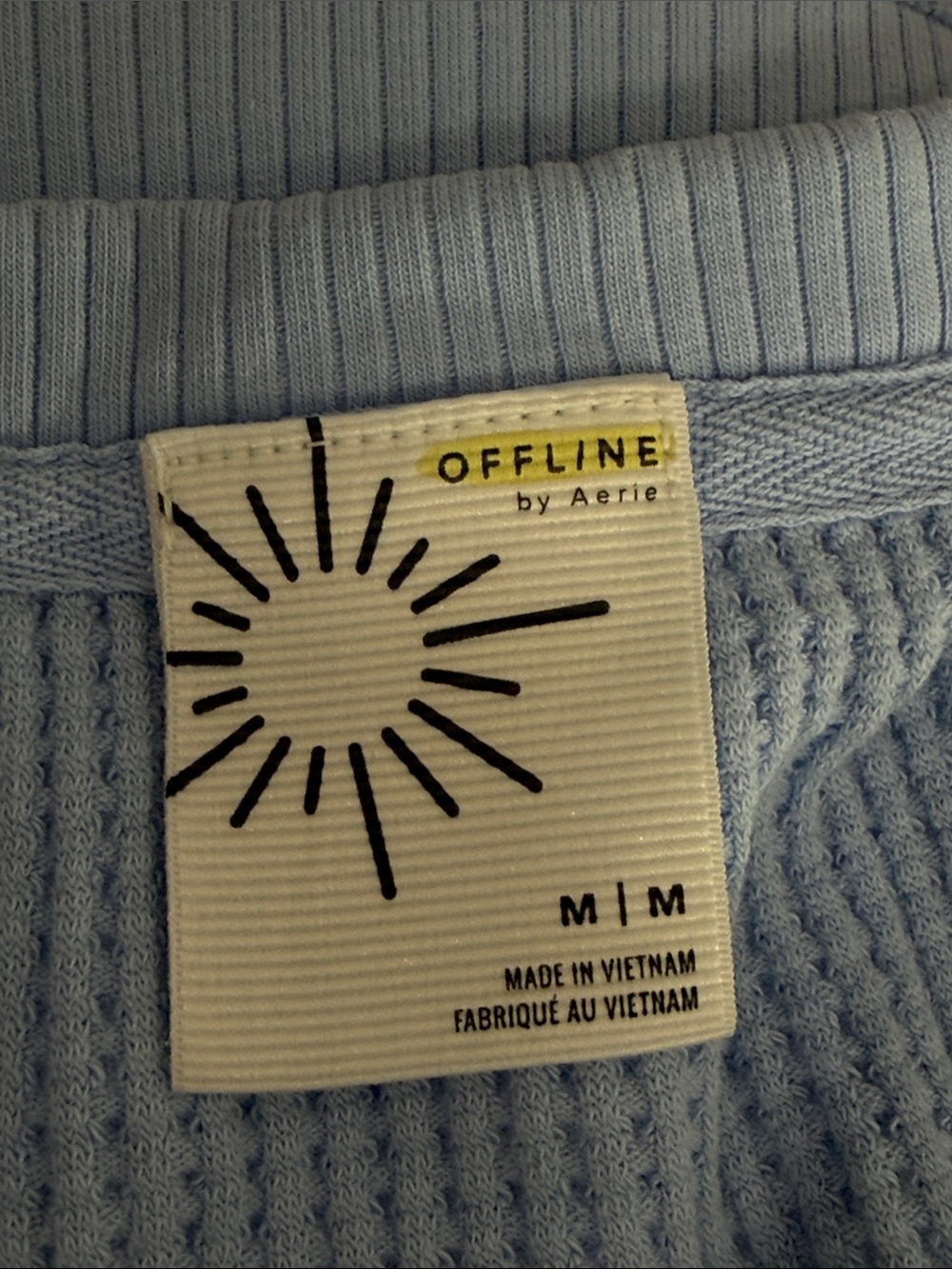 OFFLINE By Aerie Wow! Waffle T-Shirt Relaxed Oversized Blue Size Medium - Picture 9 of 11